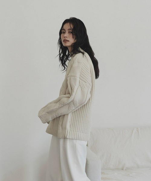 hellam（へラム）の「ビックケーブルニットプルオーバー（ニット