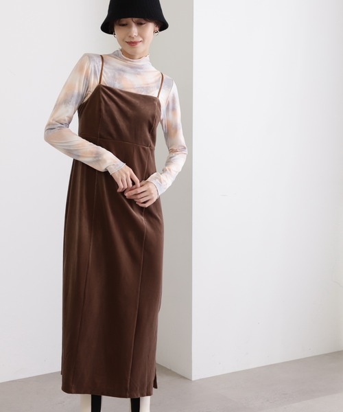 N.（N. Natural Beauty Basic）（エヌエヌナチュラルビューティーベーシック）の「◆ベロアキャミワンピース（ワンピース・レディース・グレー/モカ・MEDIUM）」の13枚目の写真