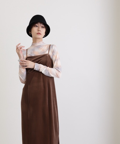 N.（N. Natural Beauty Basic）（エヌエヌナチュラルビューティーベーシック）の「◆ベロアキャミワンピース（ワンピース・レディース・グレー/モカ・MEDIUM）」の14枚目の写真