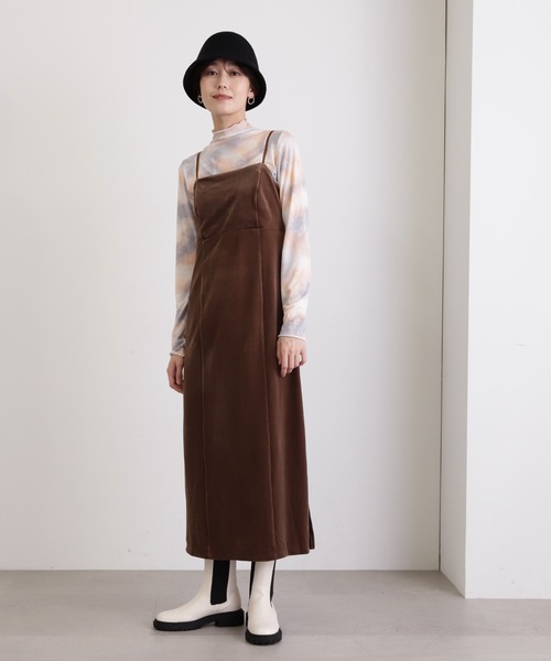 N.（N. Natural Beauty Basic）（エヌエヌナチュラルビューティーベーシック）の「◆ベロアキャミワンピース（ワンピース・レディース・グレー/モカ・MEDIUM）」の16枚目の写真