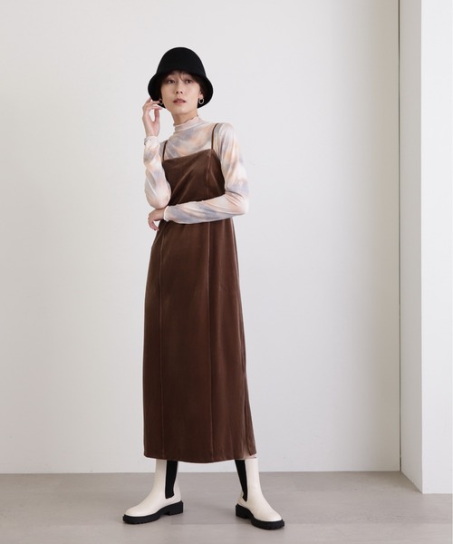 N.（N. Natural Beauty Basic）（エヌエヌナチュラルビューティーベーシック）の「◆ベロアキャミワンピース（ワンピース・レディース・グレー/モカ・MEDIUM）」の17枚目の写真