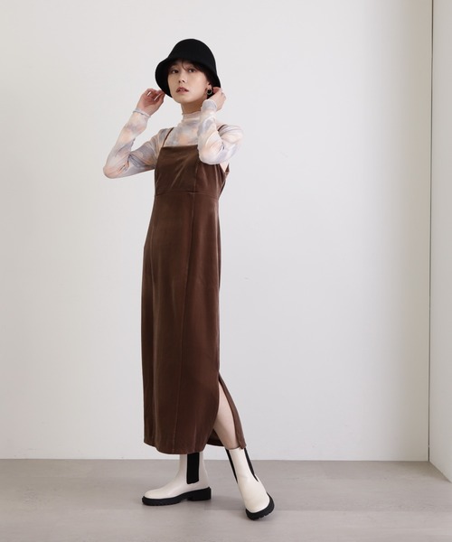 N.（N. Natural Beauty Basic）（エヌエヌナチュラルビューティーベーシック）の「◆ベロアキャミワンピース（ワンピース・レディース・グレー/モカ・MEDIUM）」の19枚目の写真