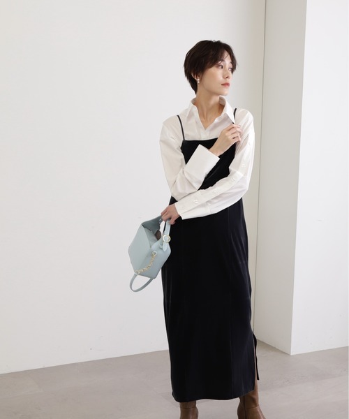 N.（N. Natural Beauty Basic）（エヌエヌナチュラルビューティーベーシック）の「◆ベロアキャミワンピース（ワンピース・レディース・グレー/モカ・MEDIUM）」の3枚目の写真