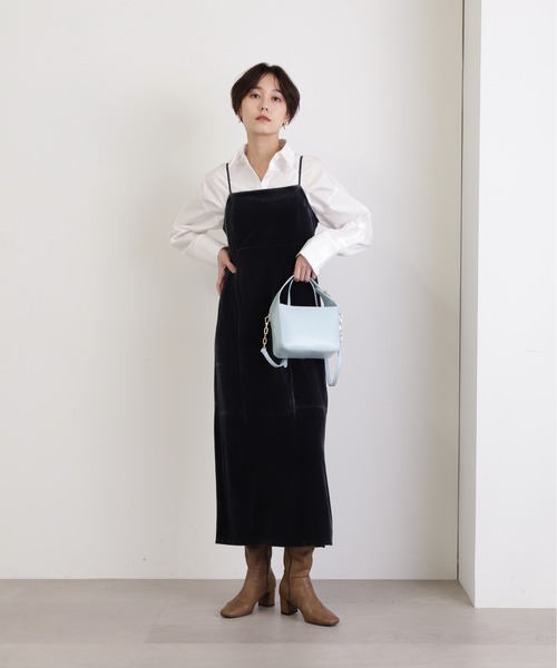 N.（N. Natural Beauty Basic）（エヌエヌナチュラルビューティーベーシック）の「◆ベロアキャミワンピース（ワンピース・レディース・グレー/モカ・MEDIUM）」の5枚目の写真