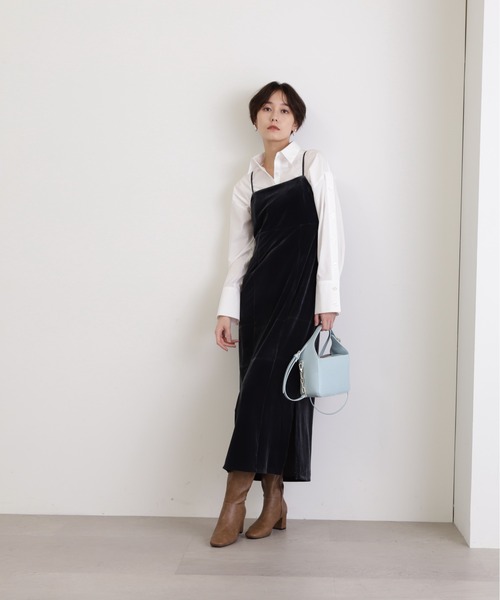 N.（N. Natural Beauty Basic）（エヌエヌナチュラルビューティーベーシック）の「◆ベロアキャミワンピース（ワンピース・レディース・グレー/モカ・MEDIUM）」の6枚目の写真
