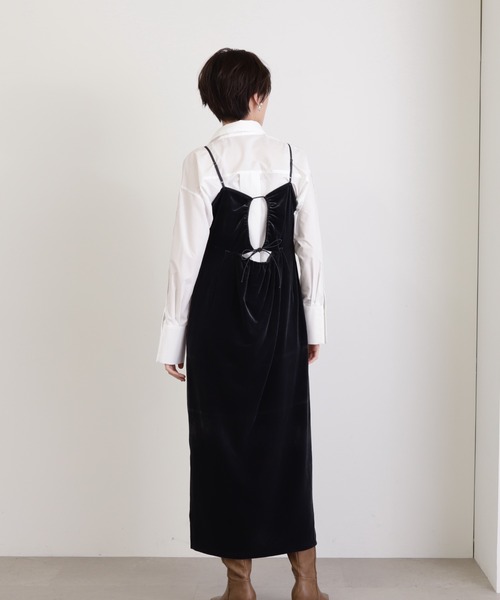 N.（N. Natural Beauty Basic）（エヌエヌナチュラルビューティーベーシック）の「◆ベロアキャミワンピース（ワンピース・レディース・グレー/モカ・MEDIUM）」の9枚目の写真