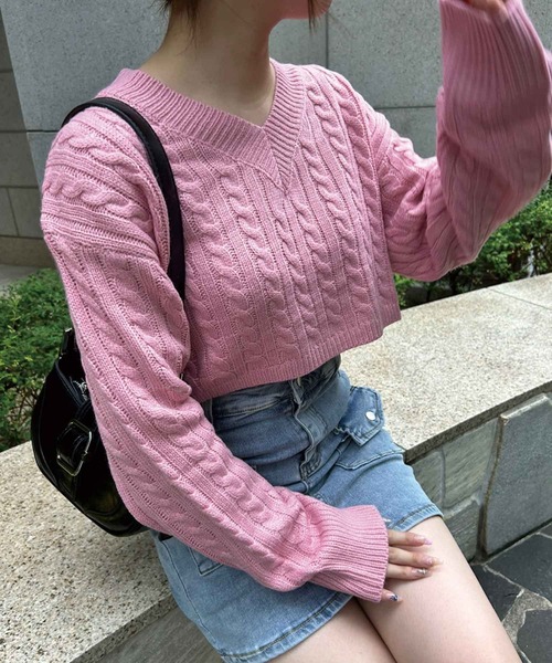 新品 REDVALENTINO ケーブルニット ピンク S