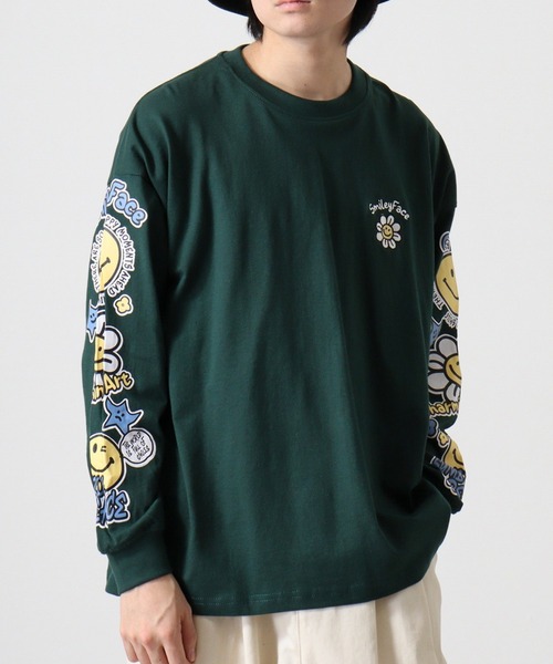 FUNALIVE（ファンアライブ）の「SMILEY FACE 別注　ワイドロングTシャツ（Tシャツ/カットソー・メンズ・ブラック系その他3/ホワイト系その他3/ブラック系その他2/ホワイト/ライトブラック/ブラック/インディゴブルー/ホワイト系その他2/パープル/グリーン/アッシュ/グレイッシュベージュ/ブラック系その他4/ブラック系その他5/ホワイト系その他5/ピンク系その他/ホワイト系その他4/グリーン系その他/ブルー系その他/スミクロ・M/L/LL/3L/4L）」の16枚目の写真