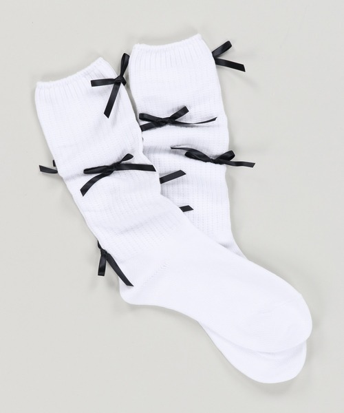 SPINNS（スピンズ）の「リボン付き ルーズソックス（ソックス/靴下・レディース・ホワイト×ブラック/ブラック×シルバー・ONESIZE）」の15枚目の写真