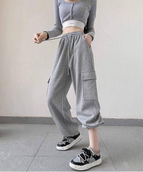 セール】裾ドロストカーゴスウェットパンツ（スウェットパンツ