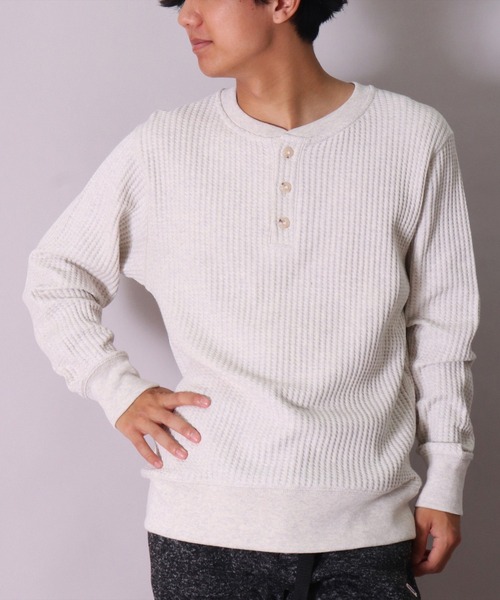 JEMORGAN(ジェーイーモーガン)の「(LK)【JEMORGAN】ビッグ ワッフル ヘンリーネック スウェット プルオーバー(スウェット・メンズ・杢グレー/オフホワイト/カーキ/ブラック/チャコールグレー/オートミール/ブラウン・MEDIUM/LARGE/X-LARGE)」の19枚目の写真