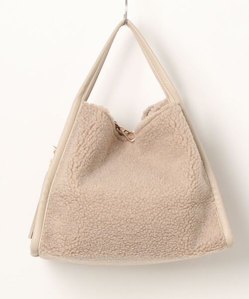 NICOLE white（ニコルホワイト）の「ボアトートＧＡＧ（トートバッグ・レディース・ベージュ/チャコールグレー/レオパード・FREE）」の4枚目の写真