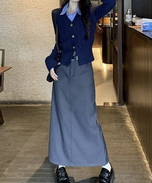 MAISON DE THERESE(メゾン ド テレーズ)の「ボタン開 ケーブルニットカーディガン セーター ボレロ(カーディガン/ボレロ・レディース・ブルー/グレー/レッド・FREE)」の6枚目の写真