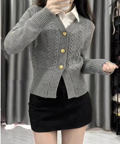 MAISON DE THERESE(メゾン ド テレーズ)の「ボタン開 ケーブルニットカーディガン セーター ボレロ(カーディガン/ボレロ・レディース・ブルー/グレー/レッド・FREE)」の20枚目の写真