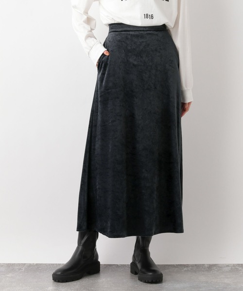 GLOBAL WORK（グローバルワーク）の「クラッシュベロアスカート/976939（スカート・レディース・グレイッシュベージュ/ブルー/ブラック・MEDIUM/LARGE）」の9枚目の写真