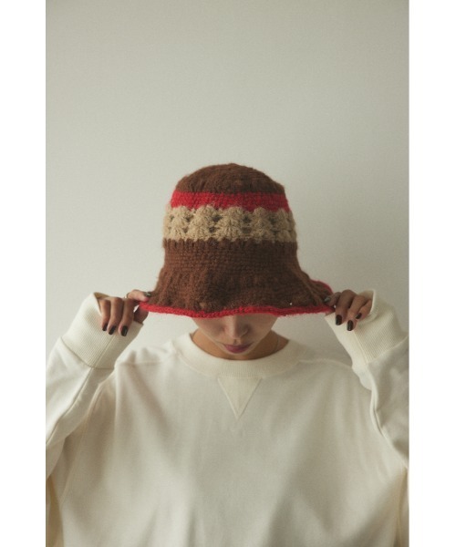 BLACK BY MOUSSY（ブラックバイマウジー）の「hand knitting hat(ハンドニッティングハット)（ハット・レディース・ブラウン/オフホワイト・FREE）」の19枚目の写真