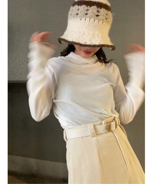 BLACK BY MOUSSY（ブラックバイマウジー）の「hand knitting hat(ハンドニッティングハット)（ハット・レディース・ブラウン/オフホワイト・FREE）」の3枚目の写真