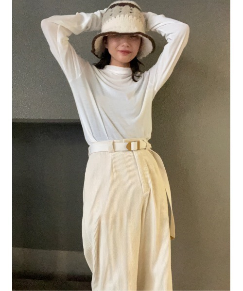BLACK BY MOUSSY（ブラックバイマウジー）の「hand knitting hat(ハンドニッティングハット)（ハット・レディース・ブラウン/オフホワイト・FREE）」の4枚目の写真