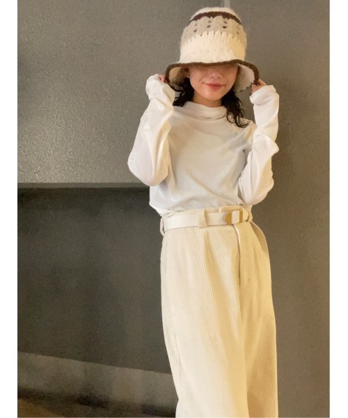 BLACK BY MOUSSY（ブラックバイマウジー）の「hand knitting hat(ハンドニッティングハット)（ハット・レディース・ブラウン/オフホワイト・FREE）」の6枚目の写真