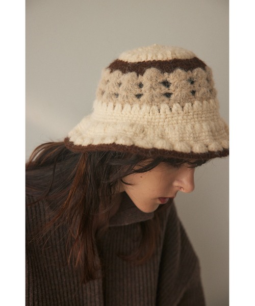 BLACK BY MOUSSY（ブラックバイマウジー）の「hand knitting hat(ハンドニッティングハット)（ハット・レディース・ブラウン/オフホワイト・FREE）」の9枚目の写真