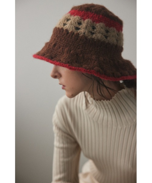 BLACK BY MOUSSY（ブラックバイマウジー）の「hand knitting hat(ハンドニッティングハット)（ハット・レディース・ブラウン/オフホワイト・FREE）」の10枚目の写真