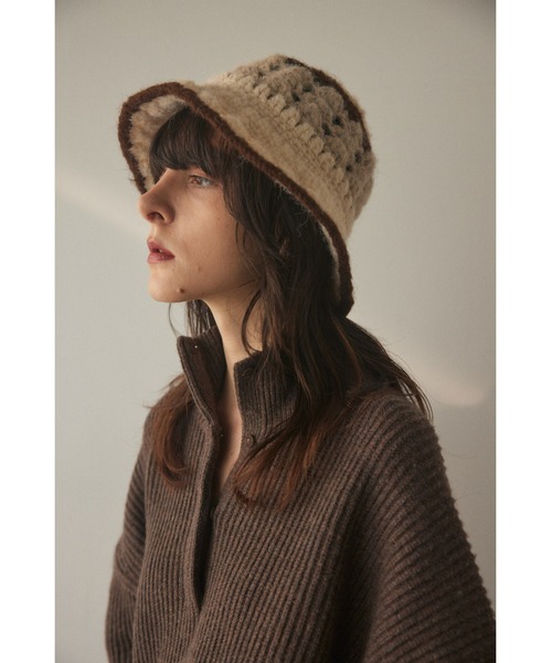 BLACK BY MOUSSY（ブラックバイマウジー）の「hand knitting hat(ハンドニッティングハット)（ハット・レディース・ブラウン/オフホワイト・FREE）」の13枚目の写真