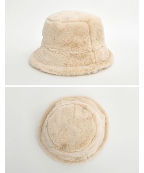 Re:EDIT（リエディ）の「シンプルフェイクファーバケットハット（ハット・レディース・アイボリー/ブラック・FREE）」の3枚目の写真