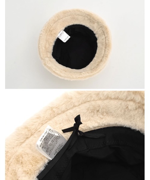 Re:EDIT（リエディ）の「シンプルフェイクファーバケットハット（ハット・レディース・アイボリー/ブラック・FREE）」の5枚目の写真