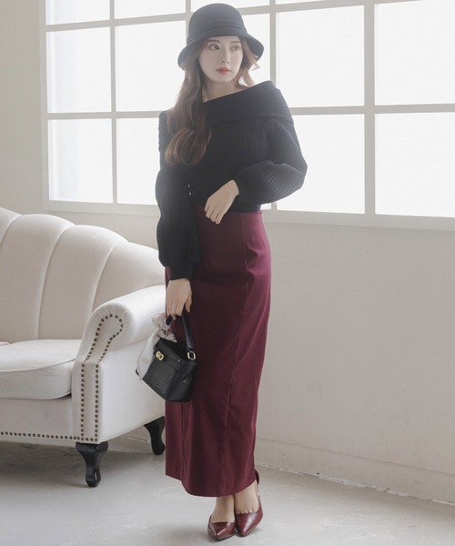 Julia Boutique(ジュリアブティック)の「フロントファスナーロングスカート/23534(スカート・レディース・ボルドー/ブラック・ONE)」の9枚目の写真