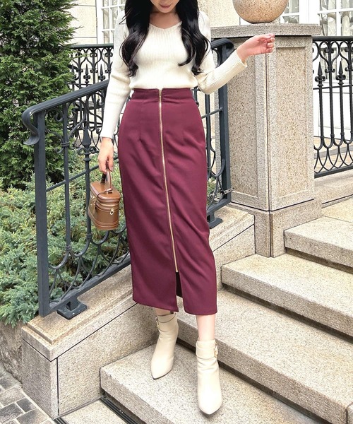 フロントファスナーロングスカート/23534（スカート）｜JULIA