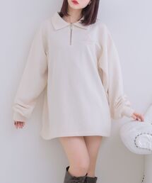 ハーフZIP胸刺繍BIGトレーナー
