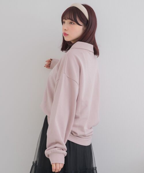 ems excite（エムズエキサイト）の「ハーフZIP胸刺繍BIGトレーナー（スウェット・レディース・ピンク/チャコールグレー/ナチュラル・FREE）」の19枚目の写真