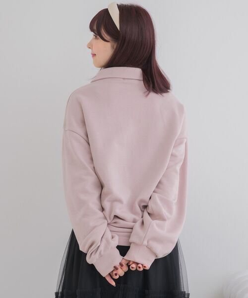 ems excite（エムズエキサイト）の「ハーフZIP胸刺繍BIGトレーナー（スウェット・レディース・ピンク/チャコールグレー/ナチュラル・FREE）」の17枚目の写真