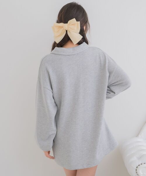 ems excite（エムズエキサイト）の「ハーフZIP胸刺繍BIGトレーナー（スウェット・レディース・ピンク/チャコールグレー/ナチュラル・FREE）」の9枚目の写真