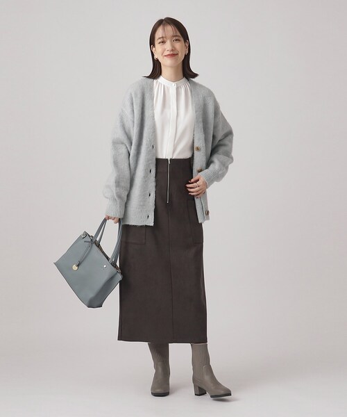 SHOO・LA・RUE（シューラルー）の「◆ふわふわフェミニン Vネックニットカーディガン（カーディガン/ボレロ・レディース・ライトグレー/ベージュ/ピンク系・00）」の14枚目の写真