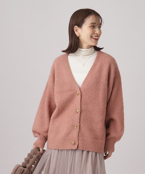 SHOO・LA・RUE（シューラルー）の「◆ふわふわフェミニン Vネックニットカーディガン（カーディガン/ボレロ・レディース・ライトグレー/ベージュ/ピンク系・00）」の21枚目の写真