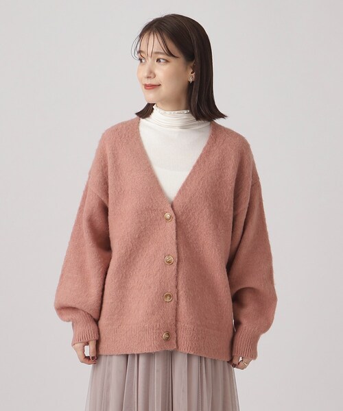 SHOO・LA・RUE（シューラルー）の「◆ふわふわフェミニン Vネックニットカーディガン（カーディガン/ボレロ・レディース・ライトグレー/ベージュ/ピンク系・00）」の10枚目の写真