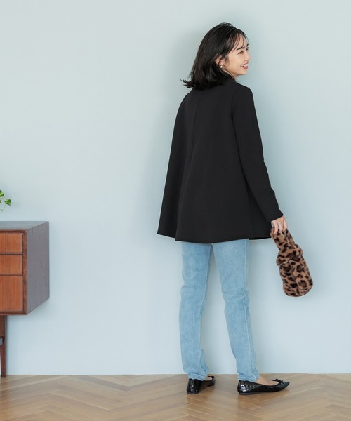 coca（coca）（コカ）の「裏起毛Aラインチュニック（チュニック・レディース・ブラック/ダークベージュ・M/L）」の5枚目の写真