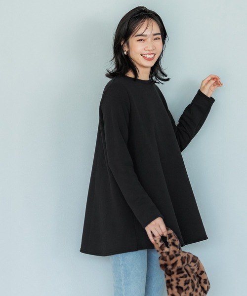 coca（coca）（コカ）の「裏起毛Aラインチュニック（チュニック・レディース・ブラック/ダークベージュ・M/L）」の4枚目の写真