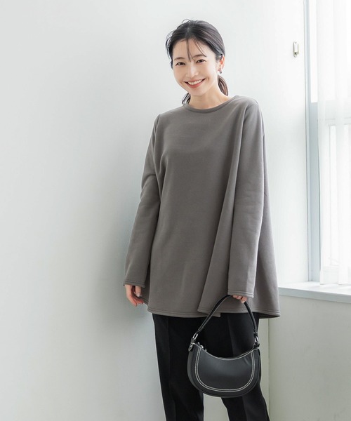 coca（coca）（コカ）の「裏起毛Aラインチュニック（チュニック・レディース・ブラック/ダークベージュ・M/L）」の10枚目の写真