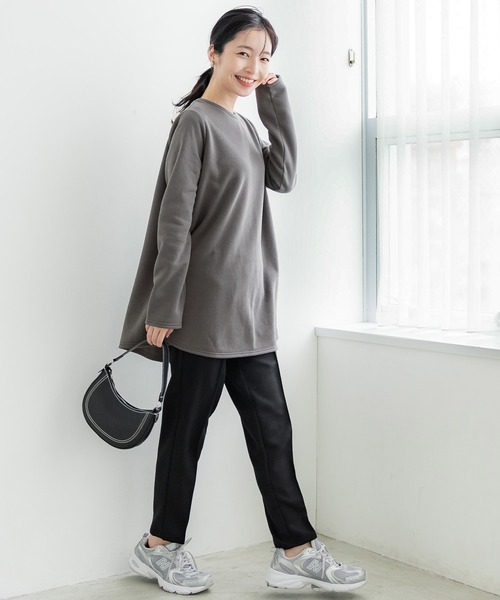 coca（coca）（コカ）の「裏起毛Aラインチュニック（チュニック・レディース・ブラック/ダークベージュ・M/L）」の7枚目の写真