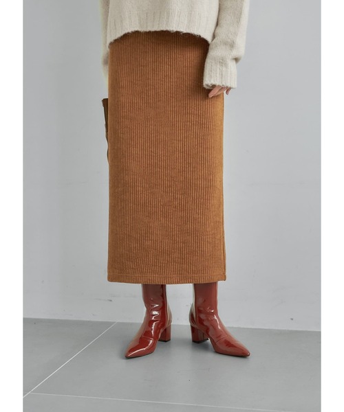 STYLE DELI(スタイルデリ)の「【Made in JAPAN】84cmコーデュロイペンシルスカート(スカート・レディース・ブラック/ホワイト系その他/ライトブラウン・M/S)」の3枚目の写真