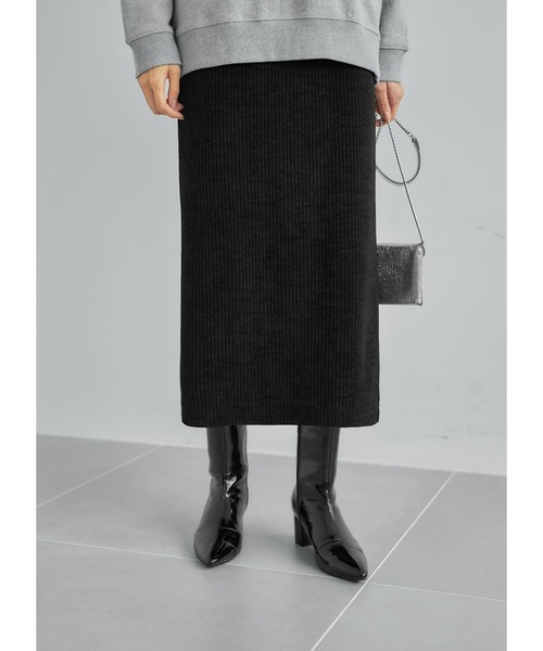 STYLE DELI(スタイルデリ)の「【Made in JAPAN】84cmコーデュロイペンシルスカート(スカート・レディース・ブラック/ホワイト系その他/ライトブラウン・M/S)」の2枚目の写真
