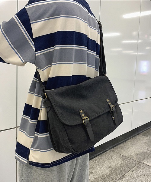 キャンバスポストマンショルダーバッグ ニュースペーパーバッグ ユニ