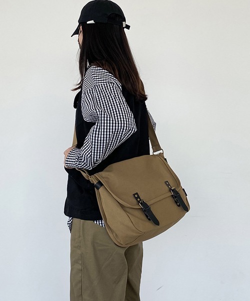 キャンバスポストマンショルダーバッグ ニュースペーパーバッグ ユニ