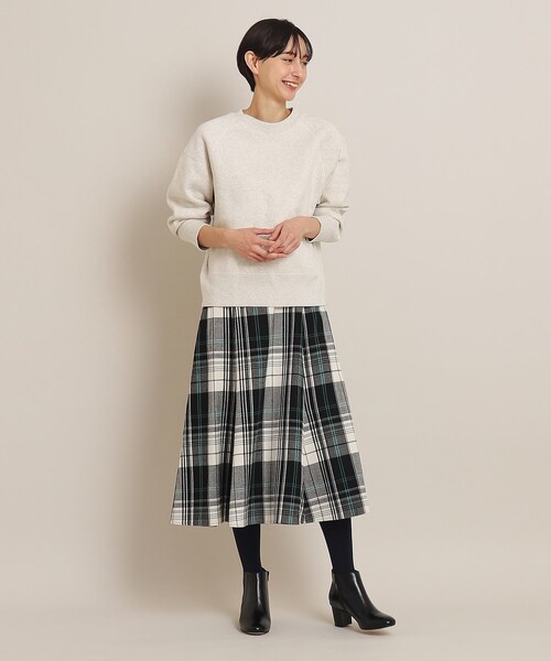 デッサン Dessin 起毛チェックスカート（XS?L） （ブルー(292)） Dessin（デッサン）の「洗える起毛チェック柄切替フレアースカート