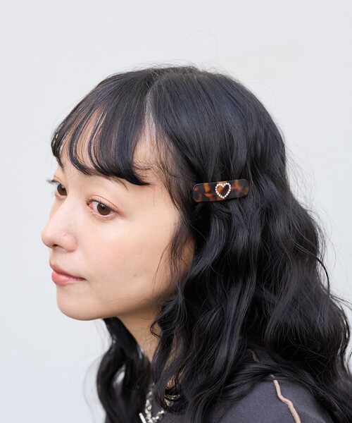 FREAK'S STORE（フリークスストア）の「ハート ライン バレッタセット（バレッタ/ヘアクリップ・レディース・ホワイト/ブラウン・ONE SIZE）」の2枚目の写真