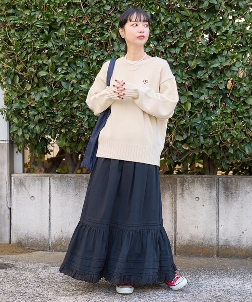 FREAK'S STORE（フリークスストア）の「ワンポイント ハート ベーシックニットプルオーバー（ニット/セーター・レディース・レッド/ブラック/オフホワイト/オリーブ・ﾌﾘ-）」の20枚目の写真