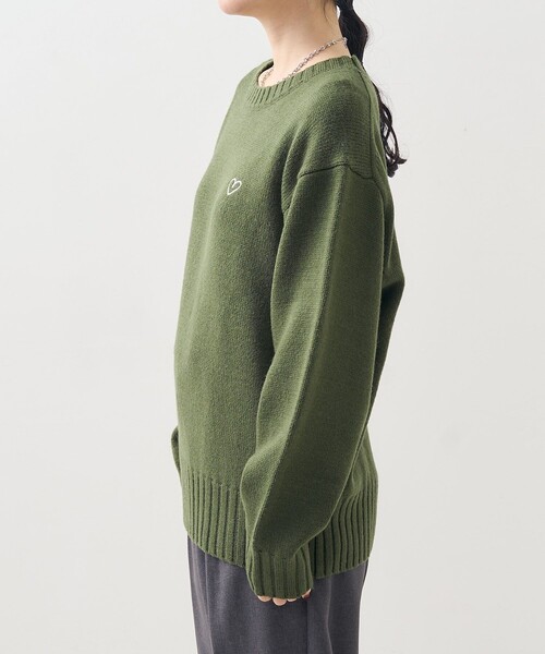 FREAK'S STORE（フリークスストア）の「ワンポイント ハート ベーシックニットプルオーバー（ニット/セーター・レディース・レッド/ブラック/オフホワイト/オリーブ・ﾌﾘ-）」の11枚目の写真
