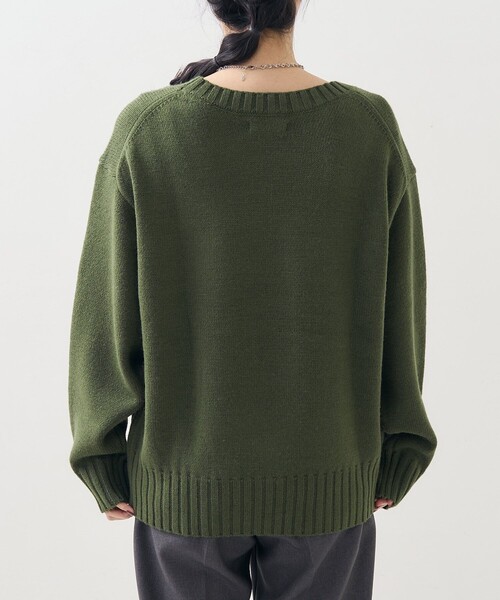 FREAK'S STORE（フリークスストア）の「ワンポイント ハート ベーシックニットプルオーバー（ニット/セーター・レディース・レッド/ブラック/オフホワイト/オリーブ・ﾌﾘ-）」の12枚目の写真